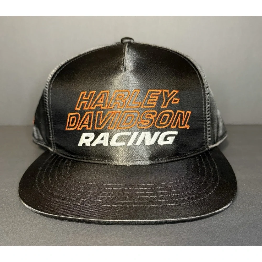 Harley Davidson‎ Racing Screamin Eagle Mens OS Black Satin Snapback Cap Hat